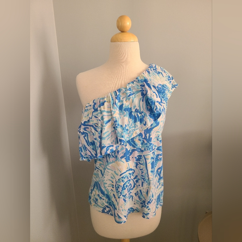 One-Shoulder Ruffle Lilly Pulitzer Top